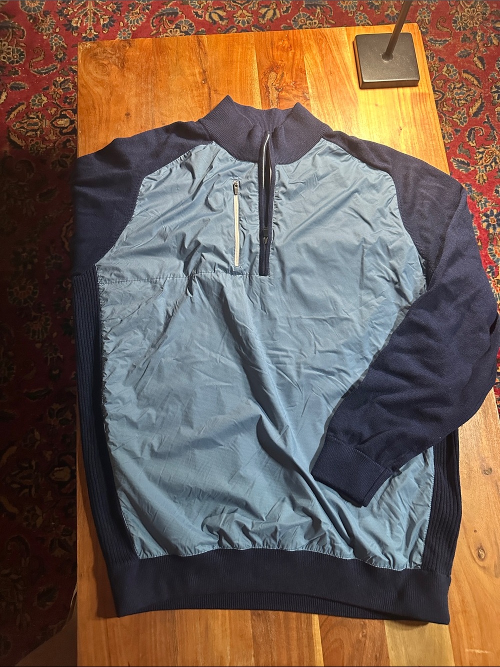 FootJoy Men's Two-Tone Blue Quarter zip Sweater